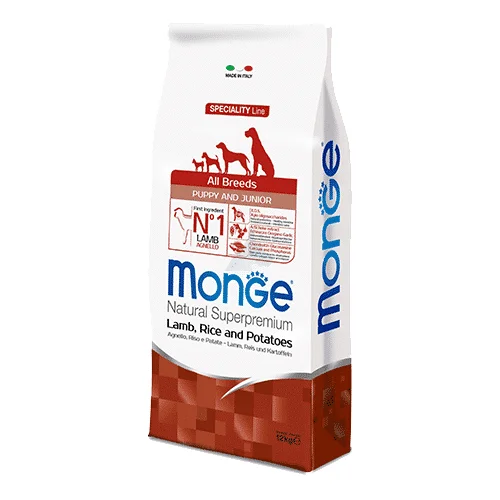 Monge All Breeds Puppy & Junior Agnello e Riso 12 kg | AlanDog