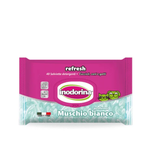 inodorina salviette refresh muschio bianco 40pz Inodorina Refresh 40 Salviette Igienizzanti Muschio Bianco - Foto 2 | AlanDog
