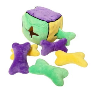 Plush Find a Bone Cube Dog Toy