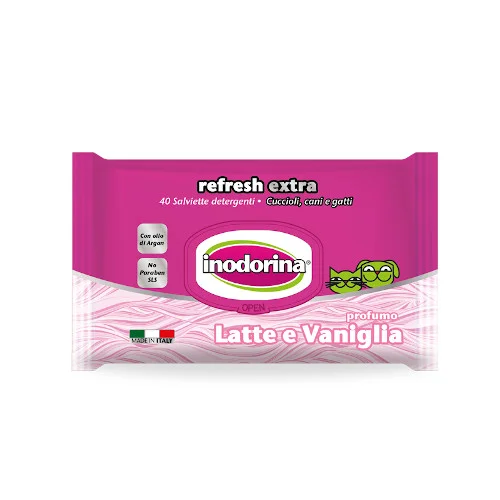 INODORINA-LATTE-E-VANIGLIA-40-SALVIETTE Inodorina Refresh Extra 40 salviette Latte e Vaniglia - Foto 2 | AlanDog