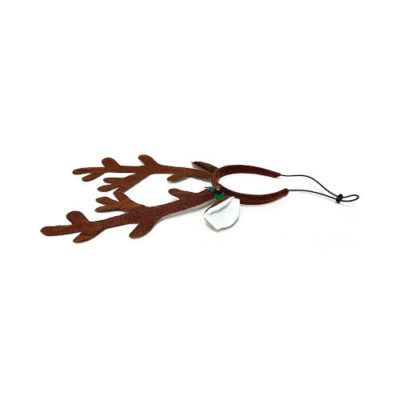 Brown Reindeer Dog Antlers Headband with Jingle Bell corna 2