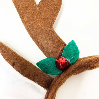 Brown Reindeer Dog Antlers Headband with Jingle Bell corna campanellino