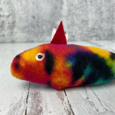 gioco gatto pesce con un occhio multicolor
