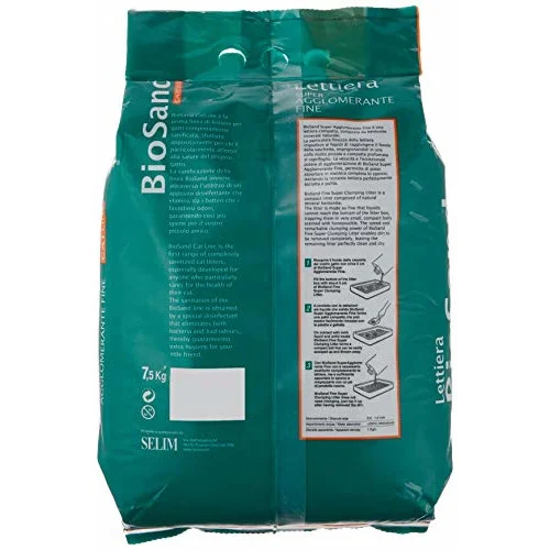 lettiera-biosand-super-agglomerante-fine-7.5-lt-retro BioSand Lettiera SuperAgglomerante Fine 7.5 Kg - Biosand catline -Selim - Foto 2 | AlanDog