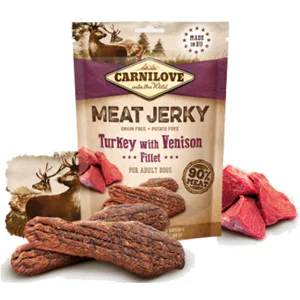 carnilove-snack-cane-jerky-tacchino-e-cervo-filetti Carnilove Snack Cane Jerky Tacchino e Cervo Filetti 100 gr - Foto 1 | AlanDog