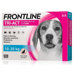 frontline tri act antiparassitario per cani da 10 a 20kg 3 pipette