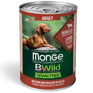 Monge Bwild Grain Free Formula All Breeds Cane Adulto Agnello con zucca e zucchine
