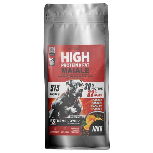 PiuCane Extreme Power Maiale Monoproteico con Polpa d'Arancia 10 kg 2 maiale e arancia