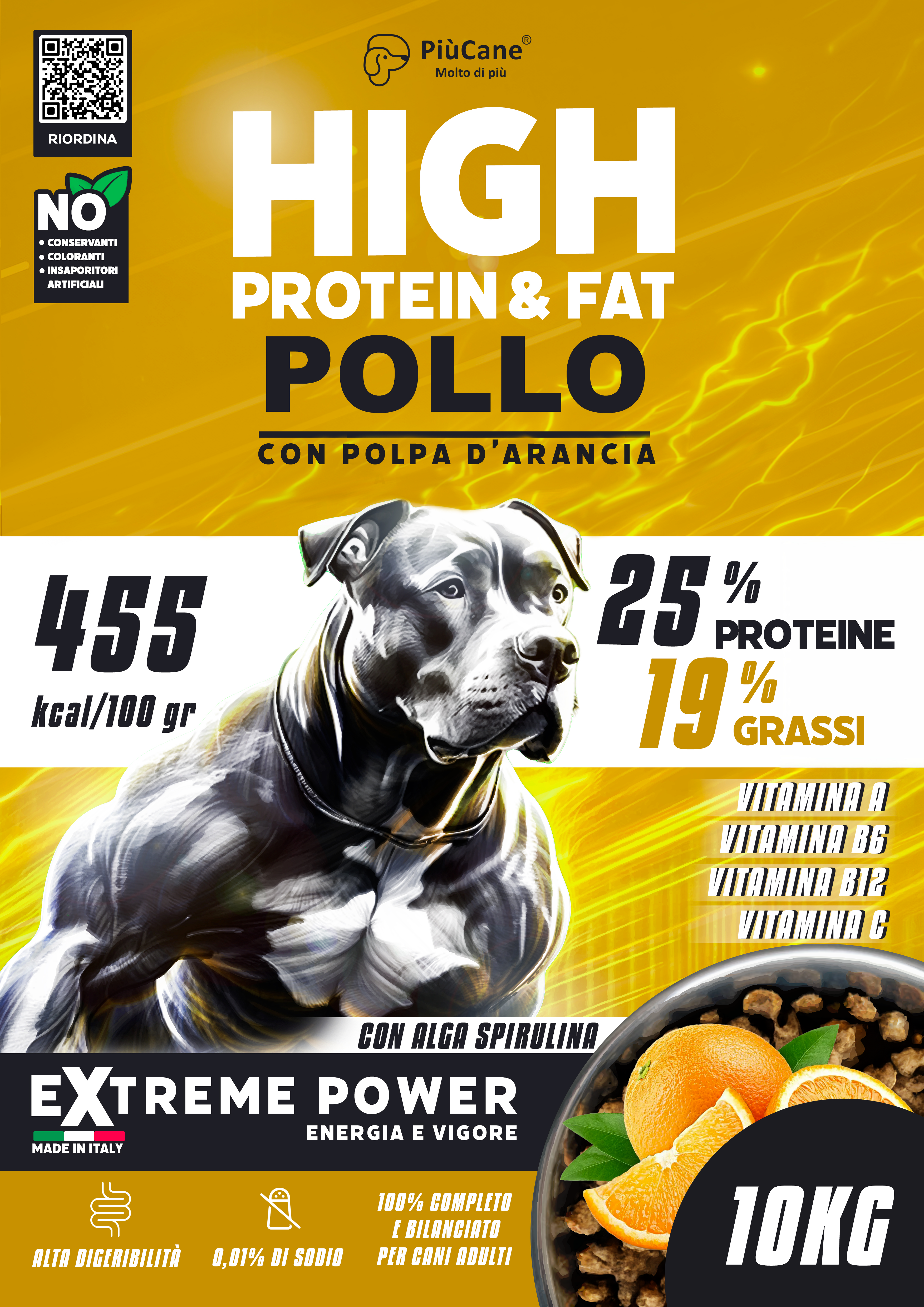 PiuCane Extreme Power Pollo con Polpa d' Arancia 10 kg 3 ADULT POLLO CON ARANCIA