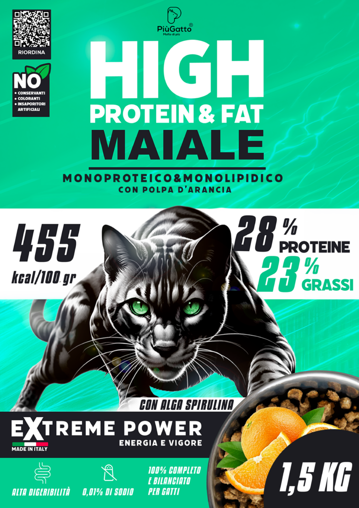 PiuGatto Extreme Power Maiale Monoproteico con Polpa d'Arancia Gatto Crocchette 1,5kg 2 GATTO MAIALE 2