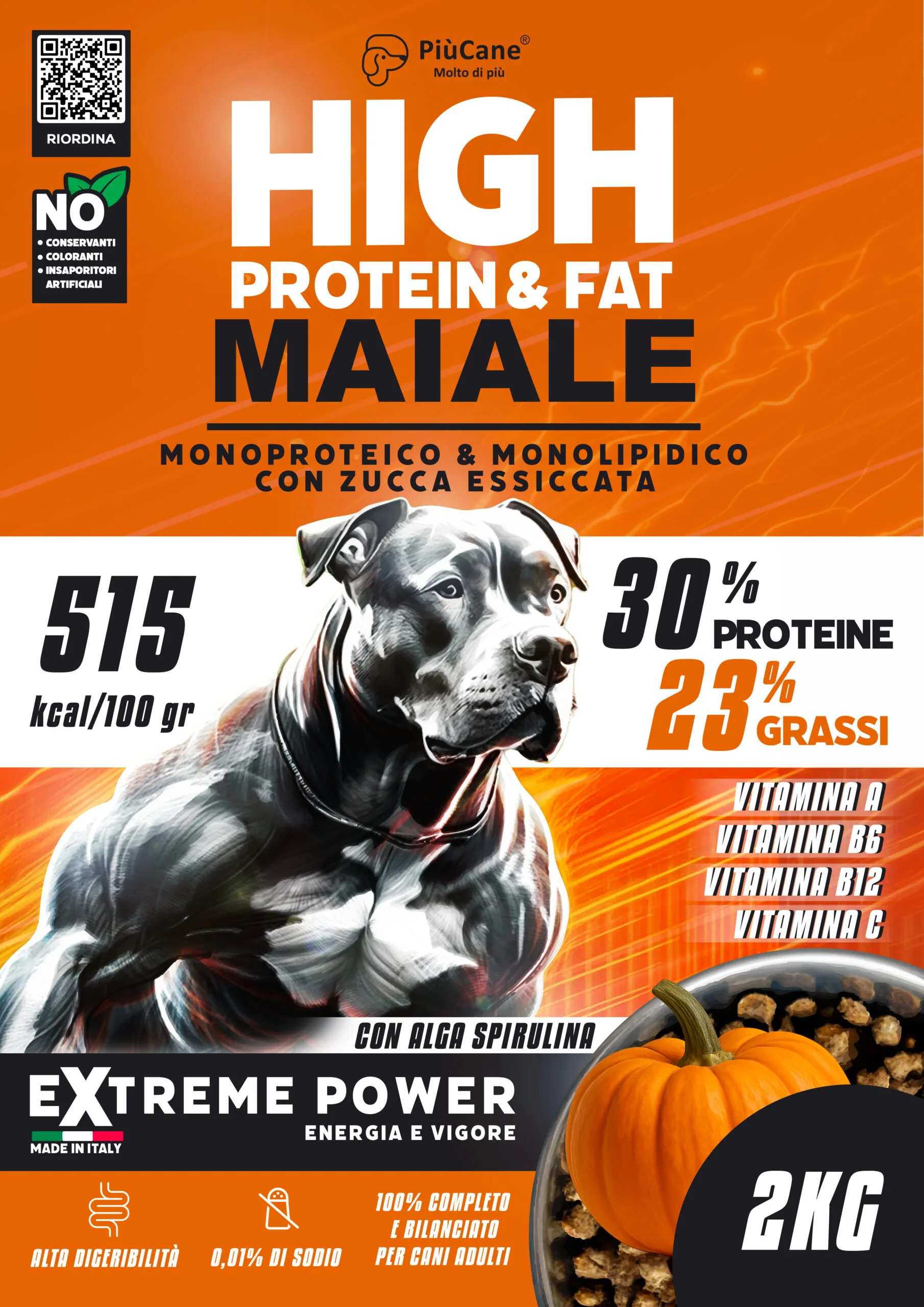 Zucca essiccata usata come ingrediente in alimenti per cani