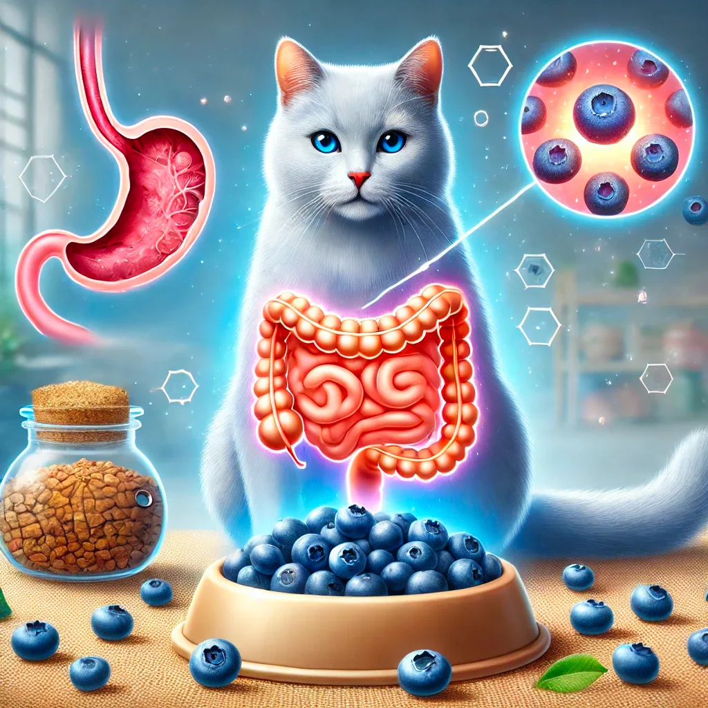 Mirtillo criolifilizzato per supportare la digestione sana nei gatti e prevenire disturbi gastrointestinali.