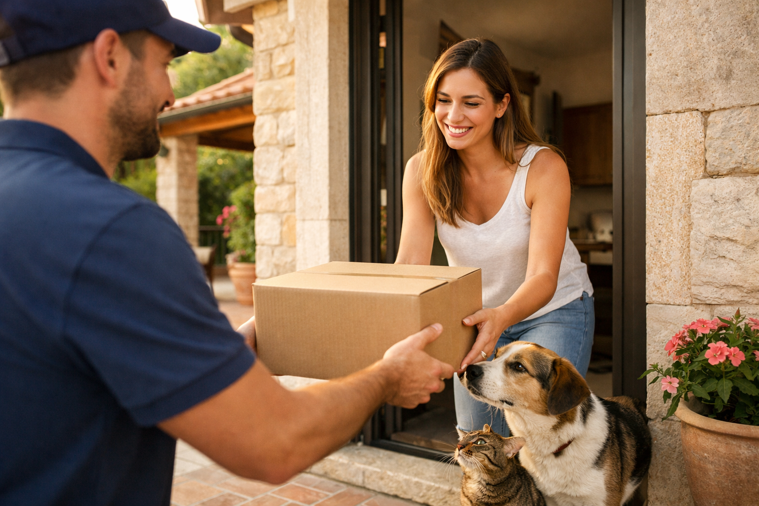 Consegna rapida a domicilio pet food con cane e gatto - Spedizione AlanDog Italia Europa