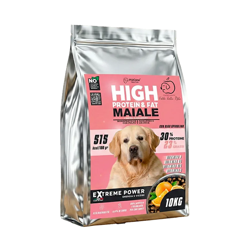 PiùCane Extreme Power Adult – crocchette monoproteiche maiale e polpa darancia per Golden Retriever adulto
