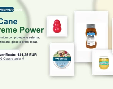 Bundle primavera cane con PiuCane Extreme Power, Seresto, Kong Classic e borraccia KONG